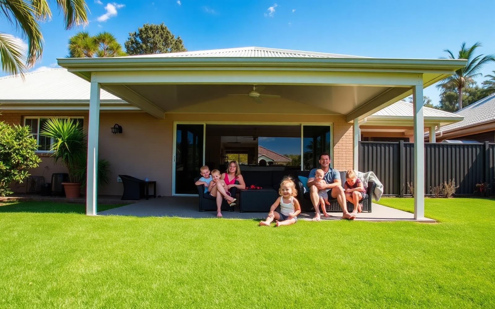 Family enjoying their new patio